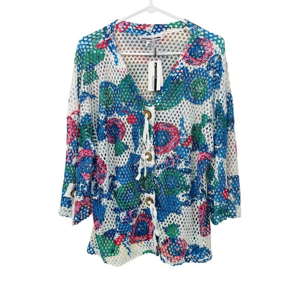 Mirror Image Women's 1X Open‎ Weave Eyelet Summer Jacket Cardigan Multicolor NWT